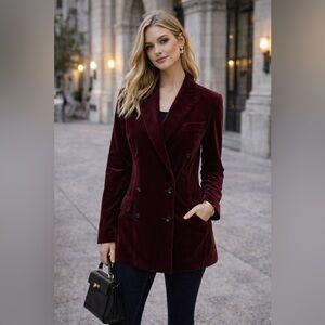 LAUREN Burgundy Velvet Blazer